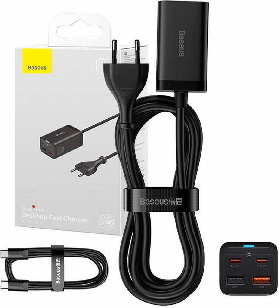 Baseus GaN3 Pro - 65W Oplader met 100W USB C Oplaadkabel - Zwart