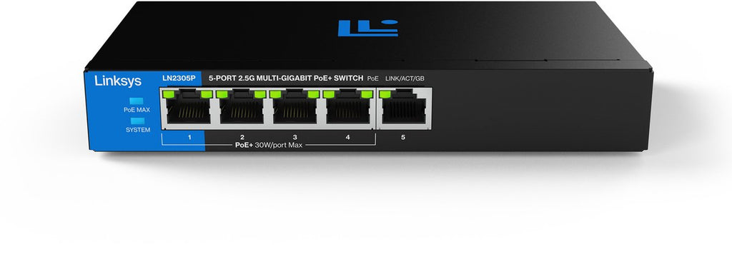 Linksys LN2305P – Netwerk Switch – Unmanaged PoE+ – 2500 Mbps – 5-poorts