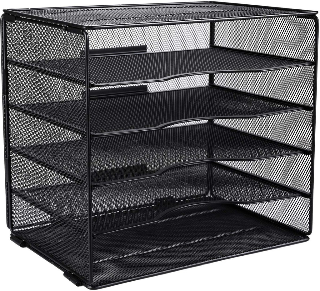 EasyPAG 5-vaks A4 metalen bureau organizer documenthouder archieflade tijdschriftenhouder brievenbak papieren tijdschriften organizer, zwart