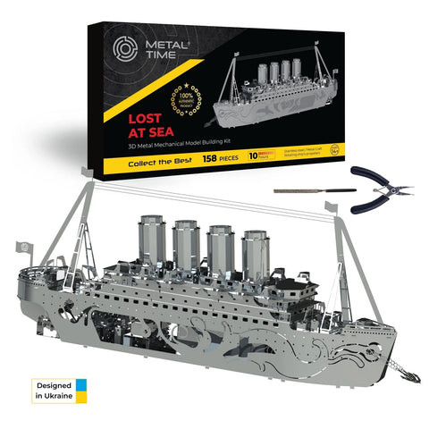 METALTIME 3D Titanic Lost at Sea schaalmodel van roestvrij staal. Gepatenteerde technologie. Handgemaakte creaties | Unieke decoratie en verzamelobject | Doe-het-zelf bouwpakket