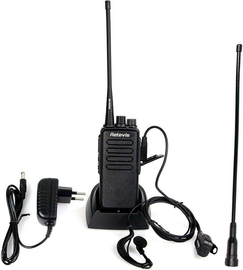 Retevis RT1 professionele walkietalkie - groot bereik - met headset - 3000 mAh batterij - 1750 Hz - zwart