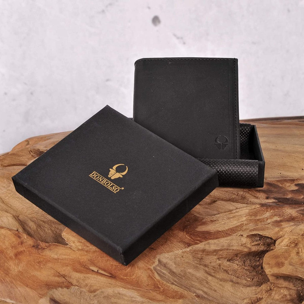 Donbolso® Portemonnee heren - Slim Wallet Rome - met RFID-bescherming - Lederen pasjeshouder heren met 8 kaartsleuven - Vintage Black