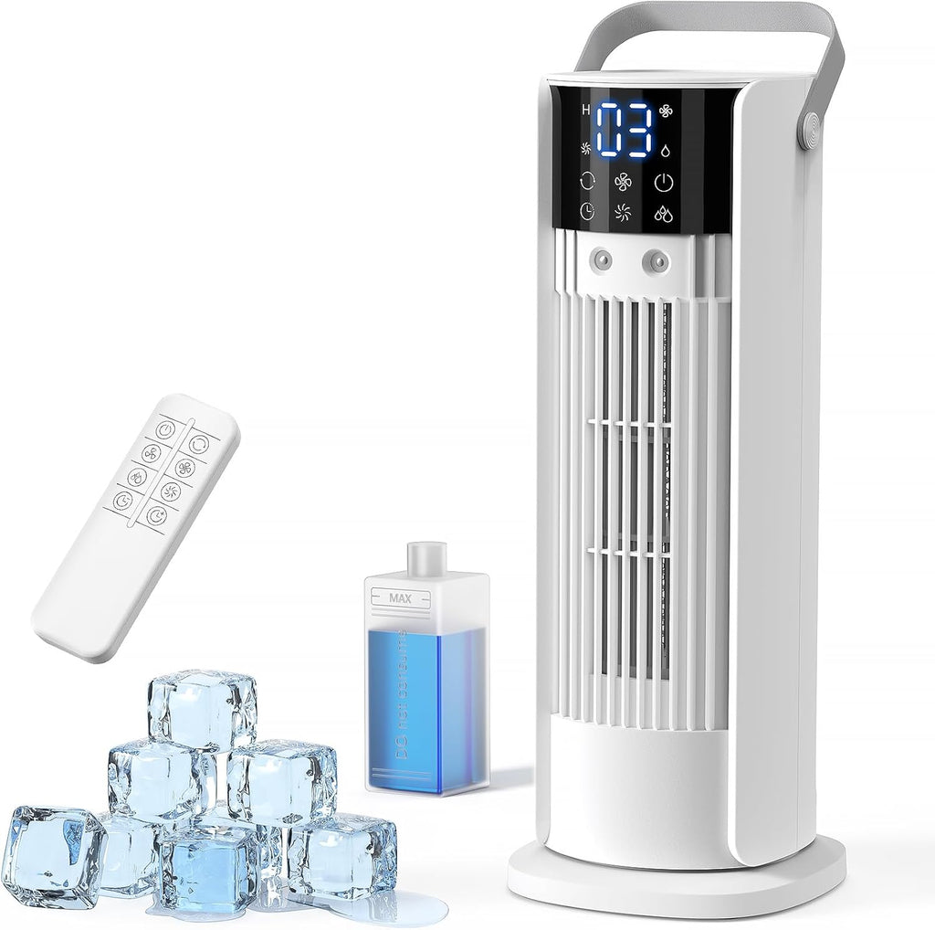 Terraspire - Mobiele Luchtkoeler - tank van 900 ml - 3 ventilatorstanden - 90° oscillatie - led-display - luchtbevochtiger