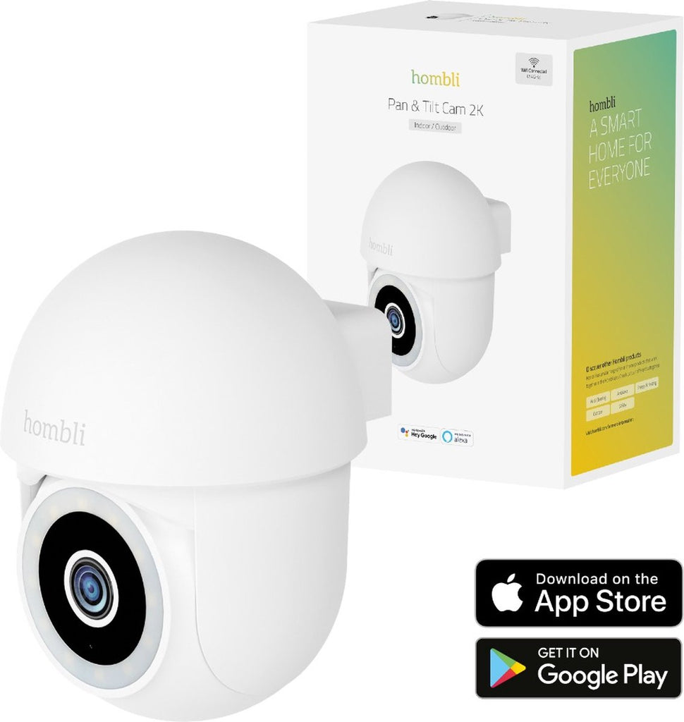 Hombli Beveilingscamera – Pan & Tilt – Bewakings camera voor Buiten – Draadloos WiFi - 2K Hoge Resolutie – Gekleurd Nachtzicht – Bewegingsdetectie met Verlichting - Automatische Volgfunctie - Slimme App